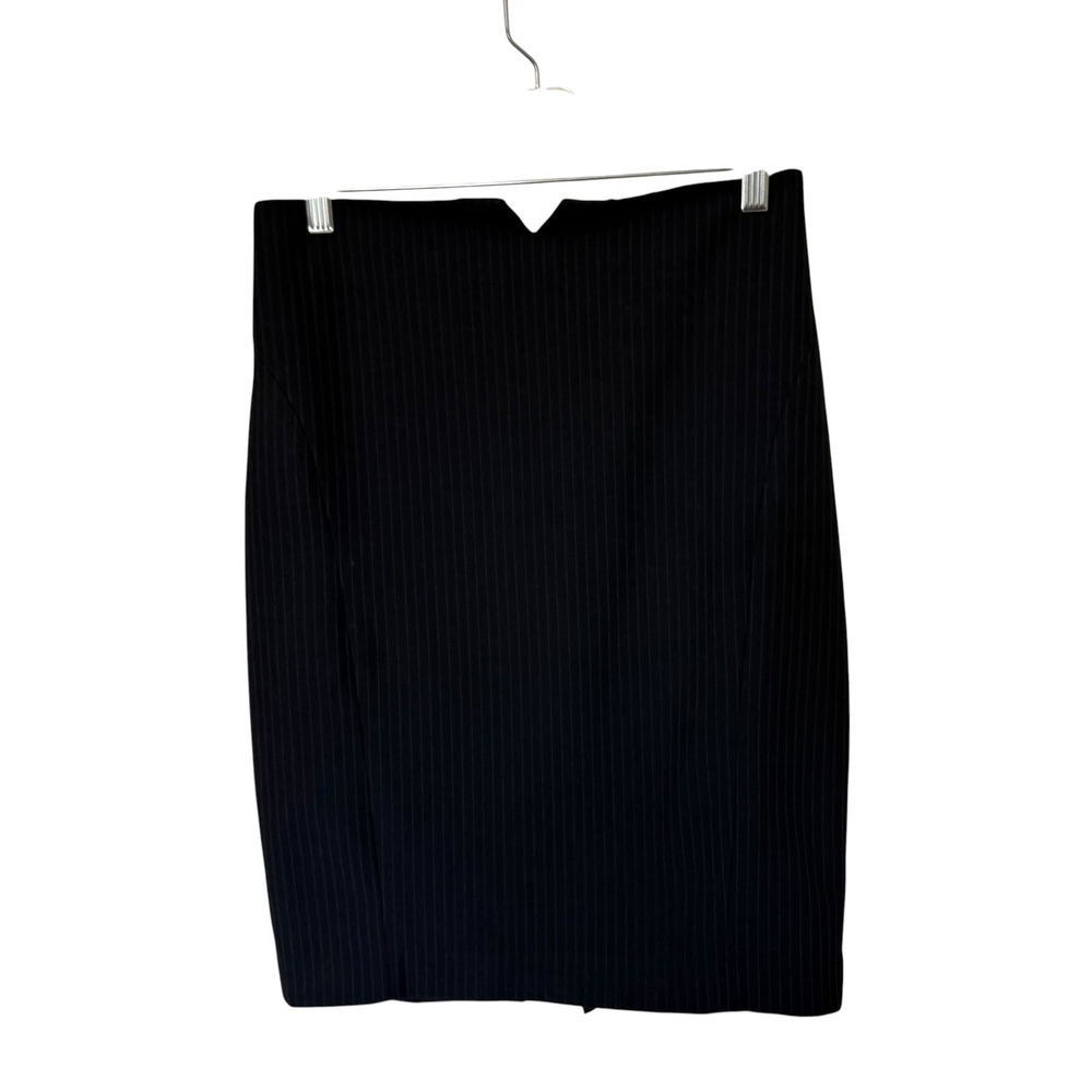Express Pencil Skirt Womens 4 Black Pinstripe Excellent V-Notch Waist Career